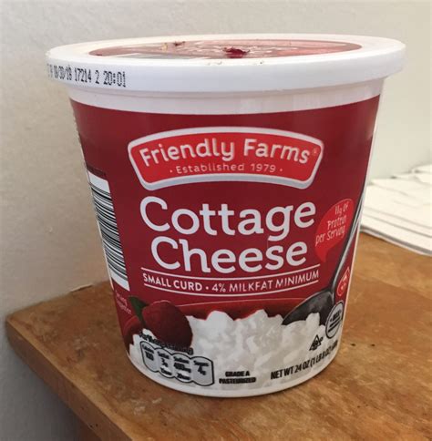 Aldi cottage cheese - Net weight. 575g. Warnings. Packaged in a protective atmosphere. Storage instructions. Keep refrigerated below 5°C Once opened, keep refrigerated and consume within 3 days and by date shown. Front of pack information. Kidderton Ash Goats Cheese- Per 30g serving Energy (8400kJ/2000kcal) 416kJ, 100kcal 5% Fat (70g) 8.4g 12% HIGH …
